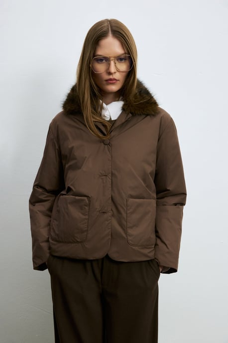 LUFIAN Women's Padded Jacket with Removable Faux Fur Collar - Image 2