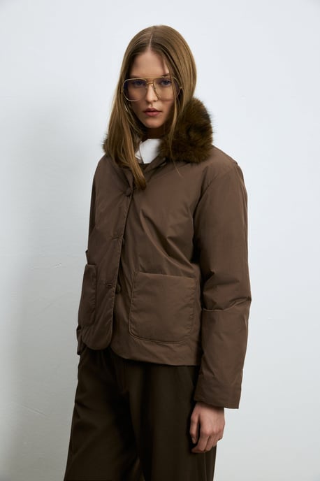 LUFIAN Women's Padded Jacket with Removable Faux Fur Collar - Image 5
