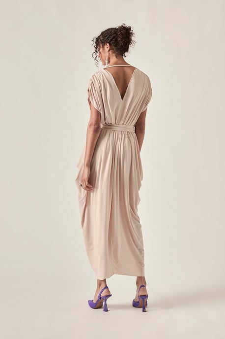 Fluid Drape Dress Taupe - Image 2