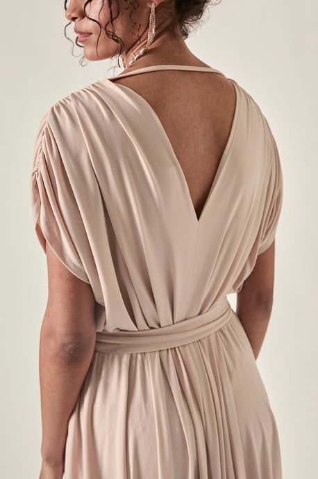 Fluid Drape Dress Taupe - Image 3