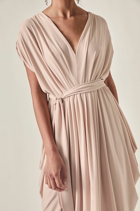 Fluid Drape Dress Taupe - Image 4