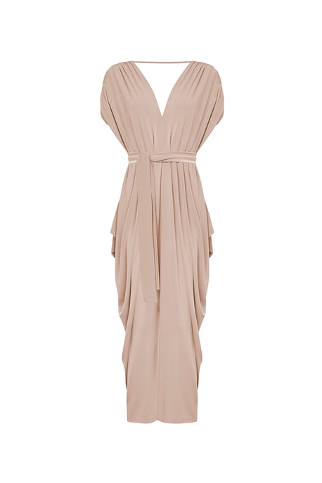 Fluid Drape Dress Taupe - Image 5