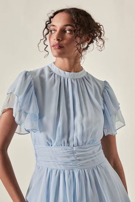 Tiered Ruffle Midi Dress Pale Blue - Image 3