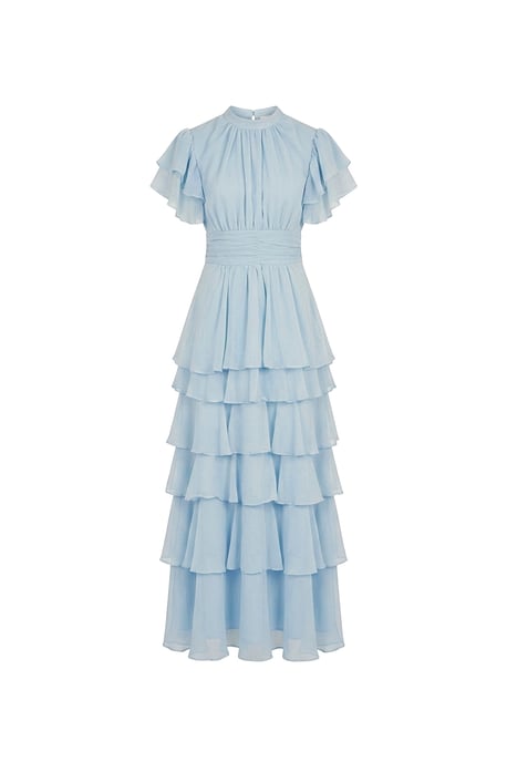 Tiered Ruffle Midi Dress Pale Blue - Image 5