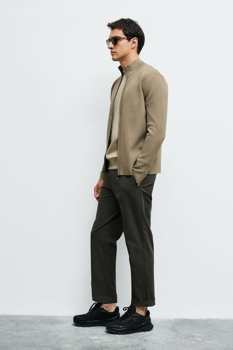 LUFIAN Heren Gebreide Cardigan met Opstaande Kraag en Tweewegrits - Image 4