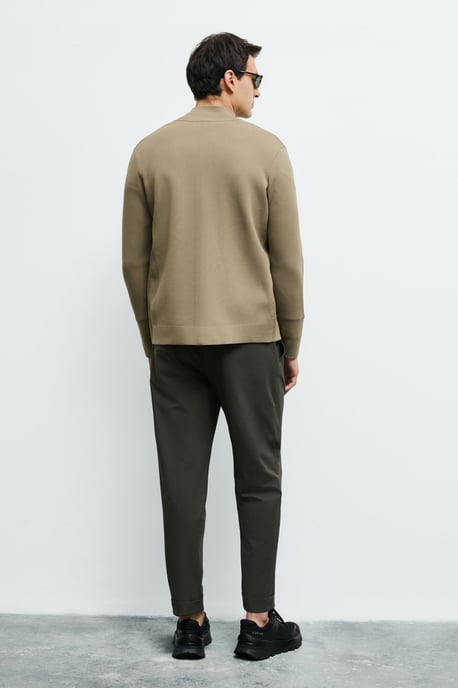 LUFIAN Heren Gebreide Cardigan met Opstaande Kraag en Tweewegrits - Image 6