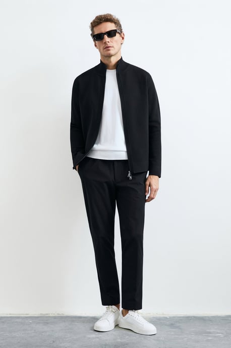 LUFIAN Heren Gebreide Cardigan met Opstaande Kraag en Tweewegrits - Image 2