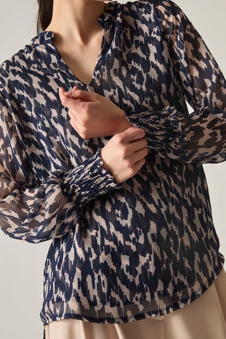 Blue Abstract Print Top - Image 3