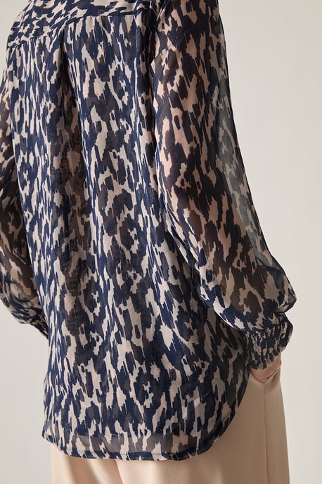 Blue Abstract Print Top - Image 4