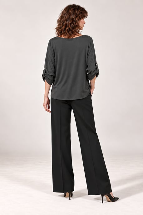 V-Neck Satin Blouse Charcoal - Image 2