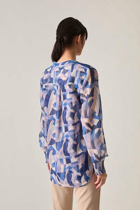 Blue Geometric Print Blouse - Image 2