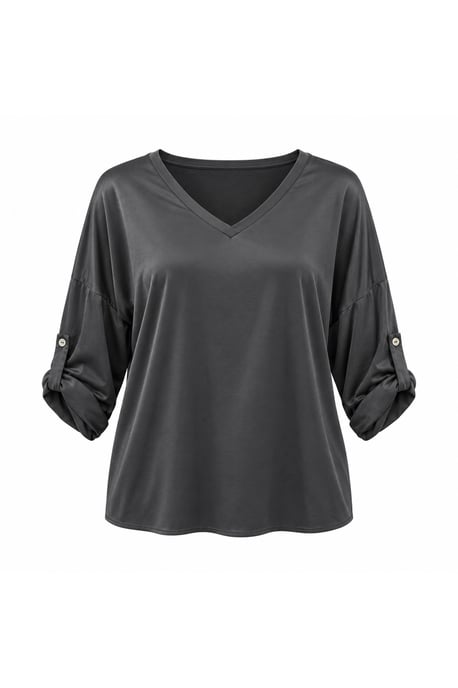 V-Neck Satin Blouse Charcoal - Image 5