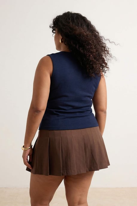 Trendyol Curve Dames Blauw Effen Mouwloos Getailleerd Grote maten Blouses - Image 2