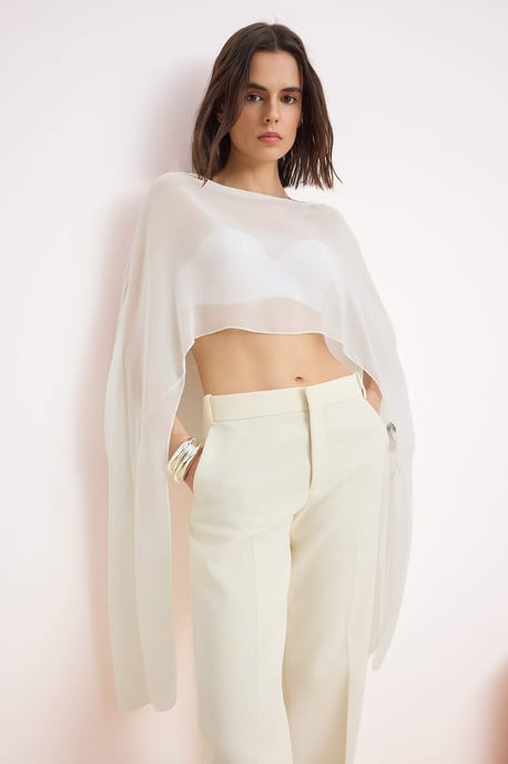 TRENDYOLMİLLA Dames Wit Effen Mouwloos Regular fit Blouses - Image 4