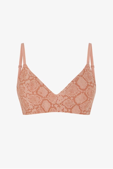 No-Show Tattoo Effect Triangle Snake Print Removable Pad Bra - Image 1