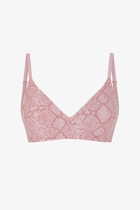 No-Show Tattoo Effect Triangle Snake Print Removable Pad Bra - Image 1