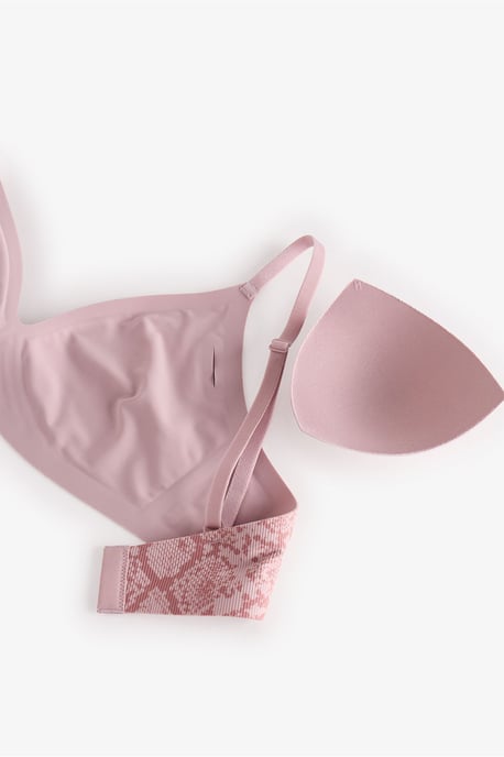 No-Show Tattoo Effect Triangle Snake Print Removable Pad Bra - Image 2