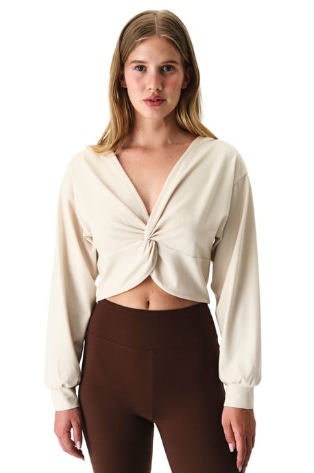 Oversized sweatshirt i midi-modell med V-ringning och knytbanddetalj - Image 1