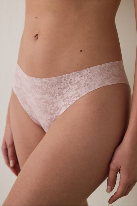 Lace No-Show Laser Cut Mid-Rise Briefs - Image 1