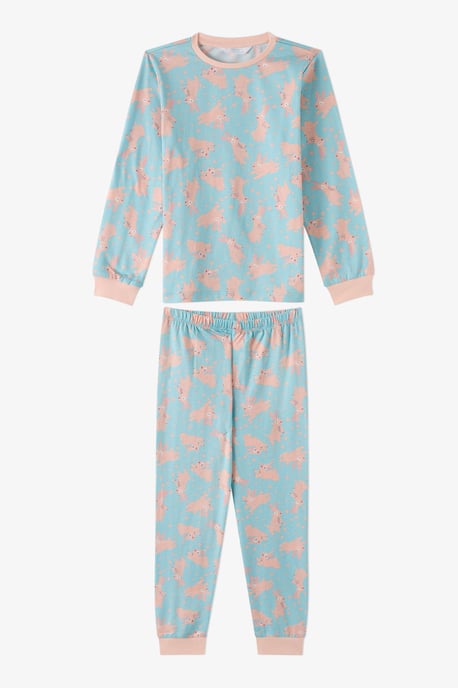 Girls' Bunny Ride Cotton Long Sleeve Pajama Set - Image 2