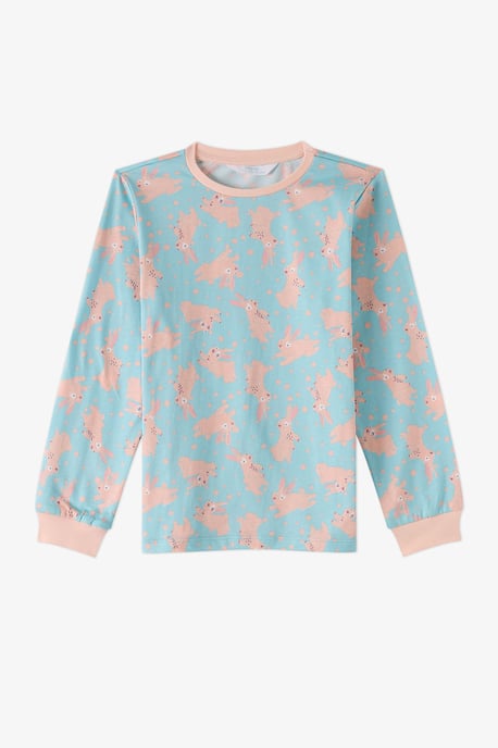 Girls' Bunny Ride Cotton Long Sleeve Pajama Set - Image 3