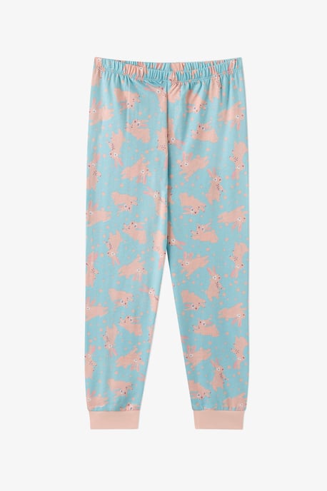 Girls' Bunny Ride Cotton Long Sleeve Pajama Set - Image 4