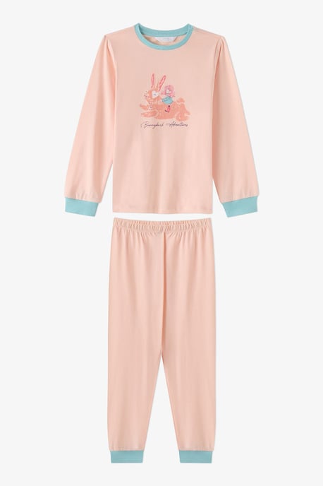Girls' Bunny Ride Cotton Long Sleeve Pajama Set - Image 5