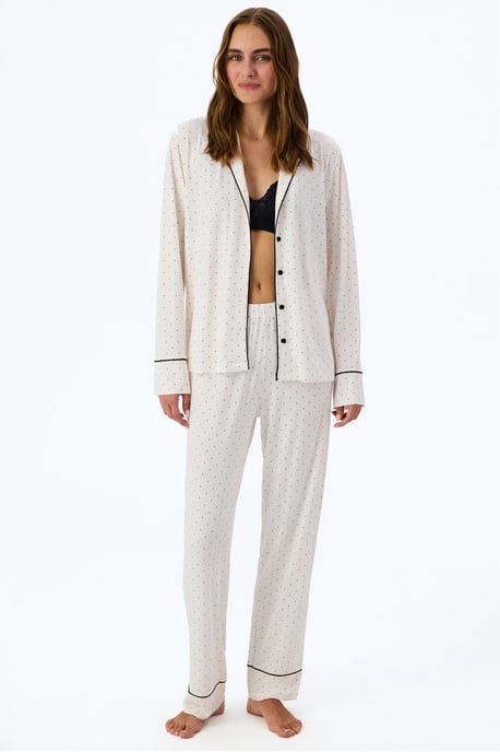 Arya Polka Dot Long Sleeve Shirt Trousers Pajama Set - Image 4