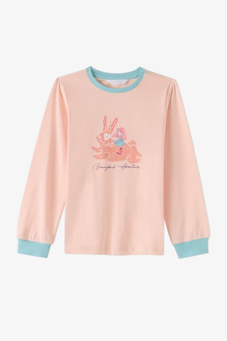 Girls' Bunny Ride Cotton Long Sleeve Pajama Set - Image 6
