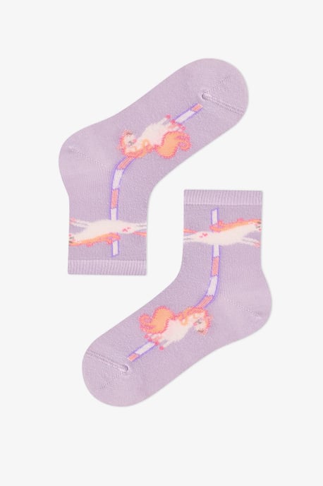 Katoenen halfhoge sokken voor meisjes met Unicorn Carousel-motief, 2 paar - Image 3