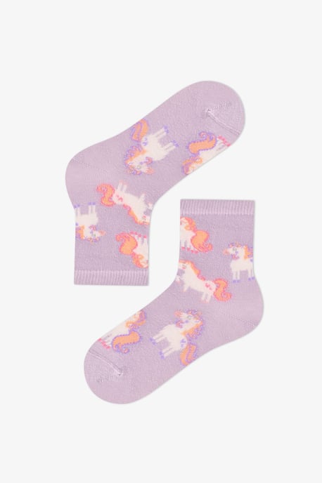 Katoenen halfhoge sokken voor meisjes met Unicorn Carousel-motief, 2 paar - Image 5
