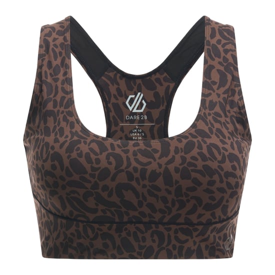 Dare 2B Womens/Ladies Influential Leopard Print Sports Bra (Hot Fudge) - Image 1
