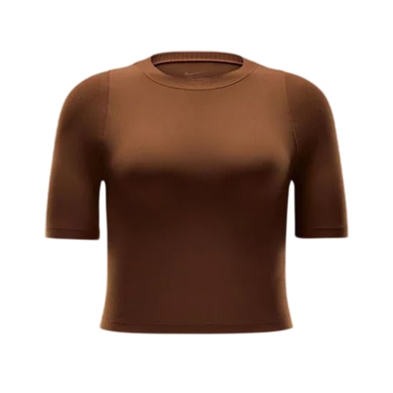 Nike Zenvy Swoosh geribbeld shirt voor dames (Bruin/wit) - Image 2