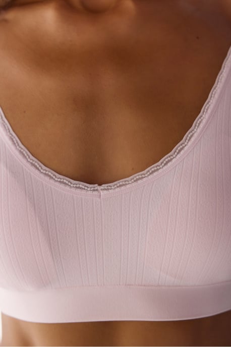 Lace Pattern Removable Pad Seamless Bralette - Image 4