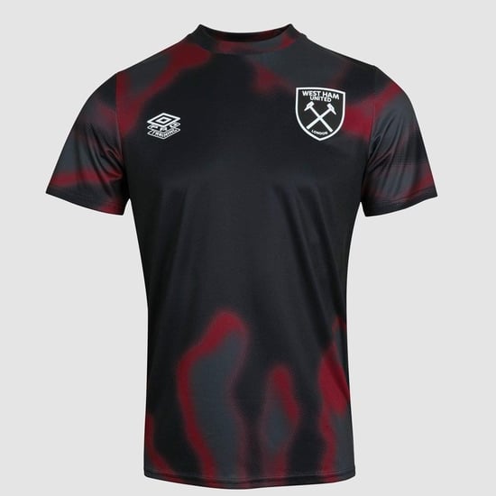 Umbro Kinder/Kids 24/25 West Ham United FC Warm Up Jersey (Zwart/Nieuw Claret/Carbon) - Image 1