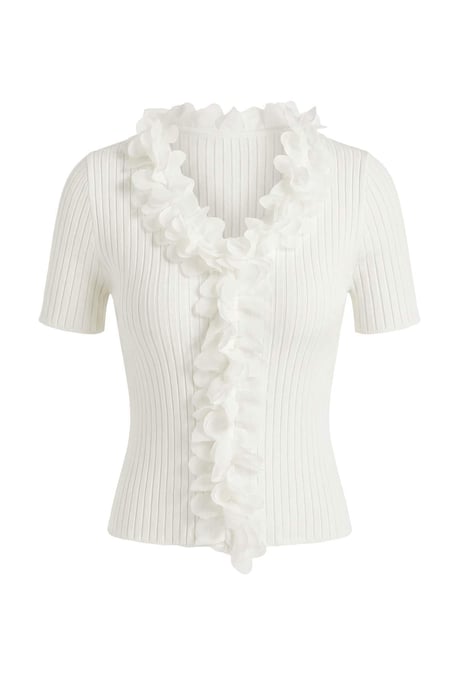 TRENDYOLMİLLA Dames Ecru Bloemen Kort Getailleerd Blouses - Image 4