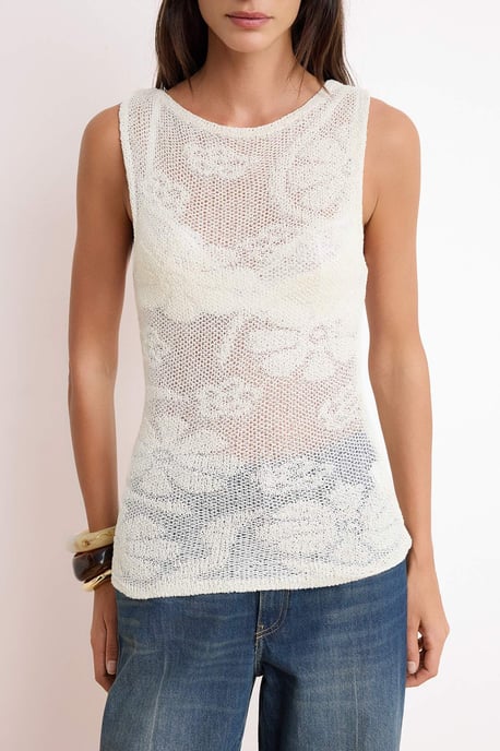 TRENDYOLMİLLA Dames Ecru Bloemen Mouwloos Getailleerd Blouses - Image 4