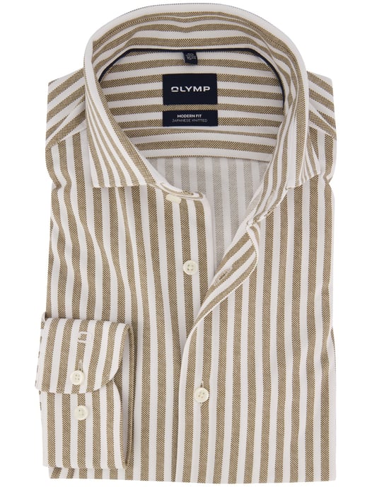 Overhemd Olymp bruin Japanese Knitted stretch - Image 1