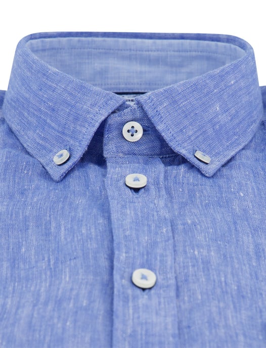 Linnen Fynch Hatton overhemd middenblauw - Image 3