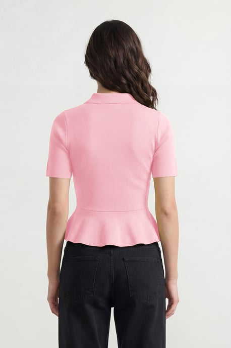 TRENDYOLMİLLA Dames Roze Effen Kort Getailleerd Blouses - Image 2