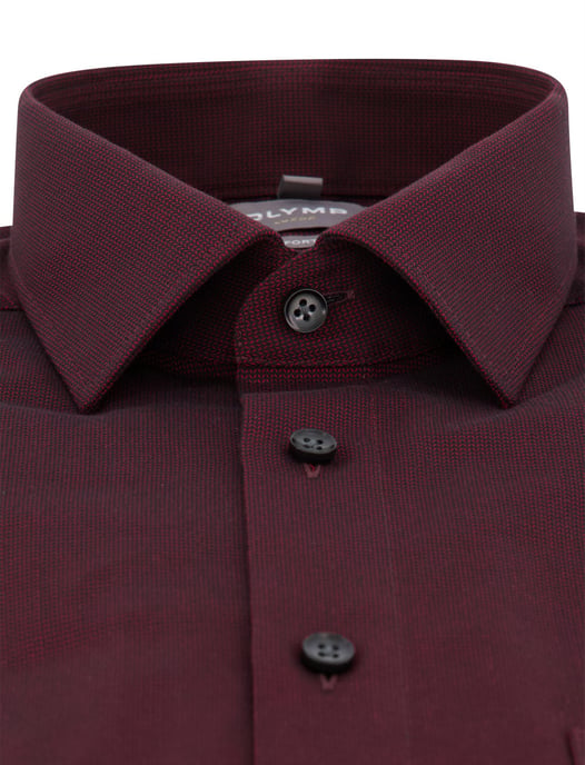 katoenen overhemd Olymp wijde fit bordeaux print strijkvrij - Image 3