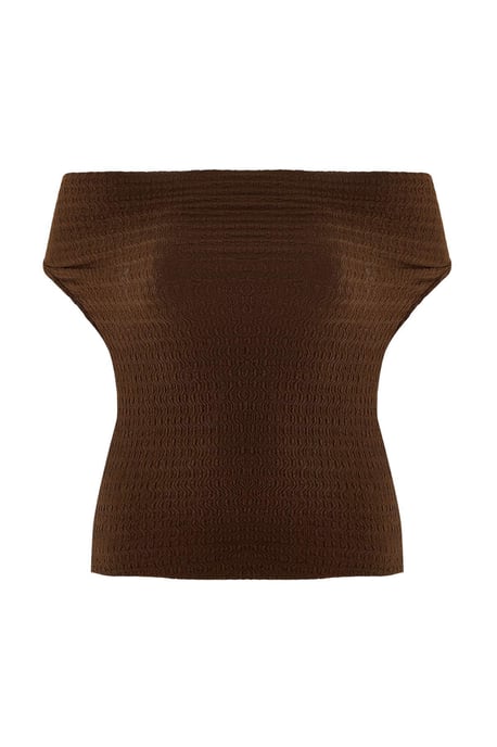 Trendyol Curve Dam Brun Enfärgad Ärmlös Figursydd Plus size Blusar - Image 3