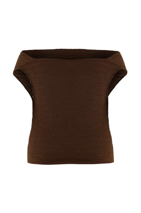 Trendyol Curve Dam Brun Enfärgad Ärmlös Figursydd Plus size Blusar - Image 5