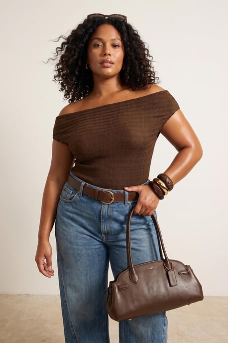 Trendyol Curve Dam Brun Enfärgad Ärmlös Figursydd Plus size Blusar - Image 6