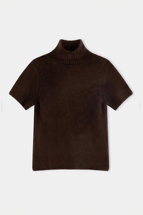 TRENDYOLMİLLA Dames Bruin Effen Kort Getailleerd Blouses - Image 4