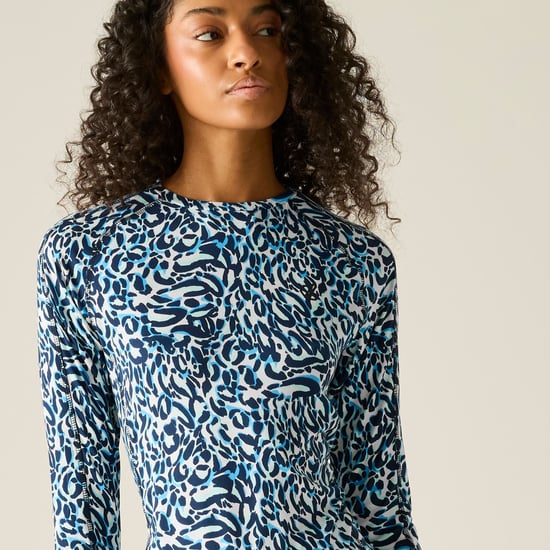 Dare 2B Womens/Ladies Exchange III Animal Print Thermal Base Layer Set (Blue/White) - Image 5