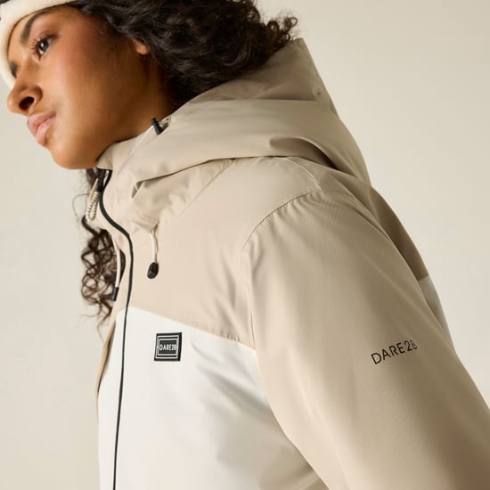Dare 2B Womens/Ladies Block Print Ski Jacket (White Pepper/Black) - Image 4