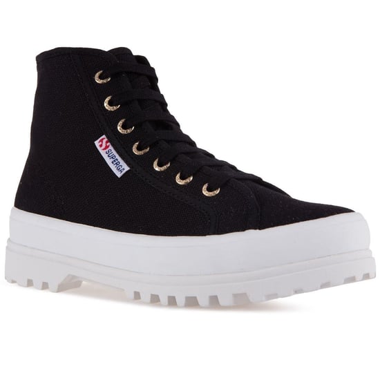 Superga Womens/Ladies 2341 Cotu Alpina High Tops (Black/Pale Gold) - Image 4