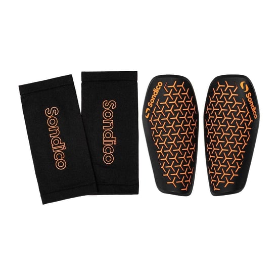 Sondico Unisex-skenbensskydd för vuxna, Flex Honeycomb, utan snörning (Svart/orange) - Image 5