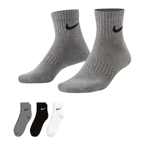 Nike Unisex Adult Lightweight Training Ankle Socks (Pack of 3) (Grey/Black/White) - Image 2
